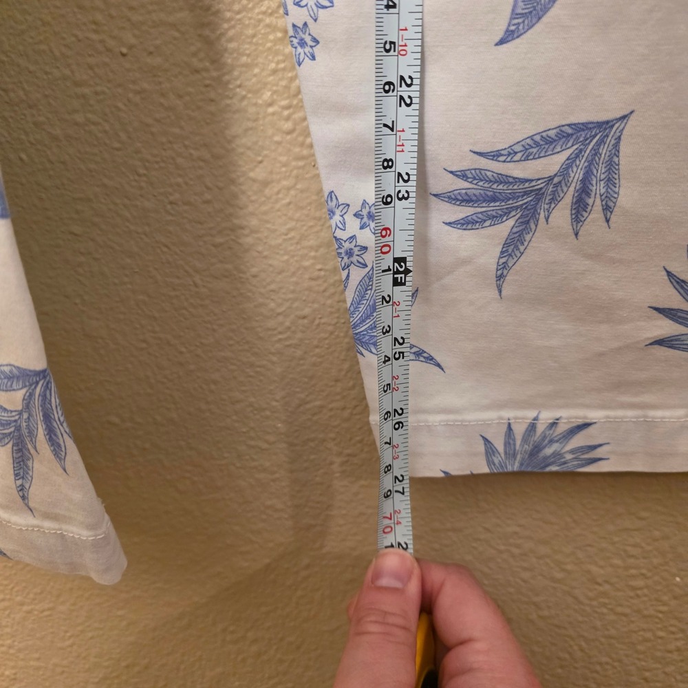Talbots Relaxed Chino Pants Womens 14 Blue White Tropical Floral Botanical Print - Picture 5 of 8